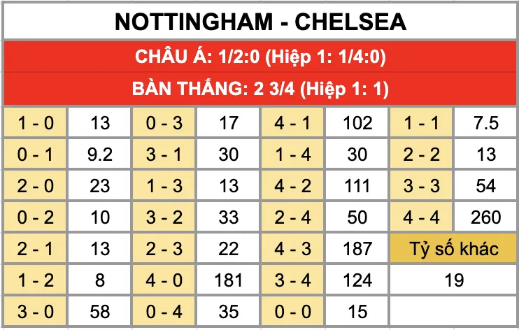 Soi Kèo Nottingham vs Chelsea 18h30 Ngày 18/10: Chelsea Bùng Nổ Tại City Ground Tỷ lệ kèo tỷ số chính xác trận đấu Nottingham vs Chelsea